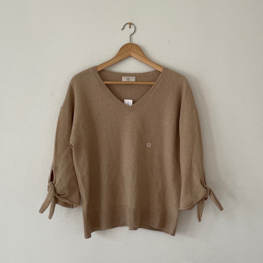 LOFT Vneck Sweater LOFT Outlet Tie Sleeve